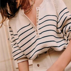 SEZANE LÉONTINE JUMPER Ecru/Navy XS